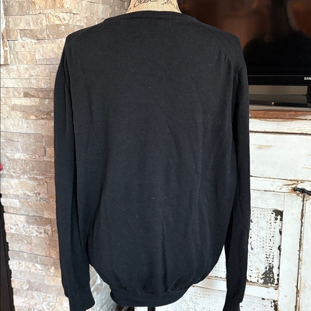 Gran Sasso Made in Italy wool silk blend black crewneck long sleeve sweater - Picture 8 of 16